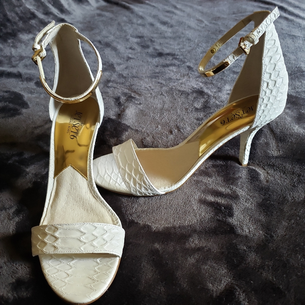 Michael Kors White Snakeskin Sandals